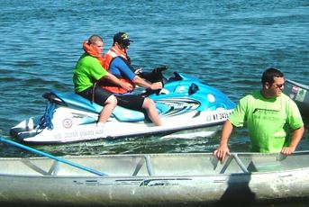 Safety Patrol keeping an eye on the canoes